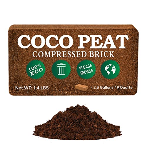 Tileon Coco Coir Brick 1.4lbs, Coconut Block Expands 2.3 Gallons / 9 Quarts Organic Potting Soil, Peat Moss for All Plants, Seeds and Seedlings