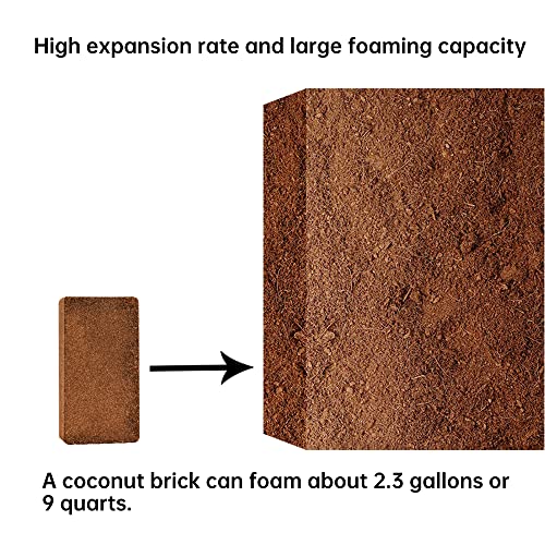 Tileon Coco Coir Brick 1.4lbs, Coconut Block Expands 2.3 Gallons / 9 Quarts Organic Potting Soil, Peat Moss for All Plants, Seeds and Seedlings