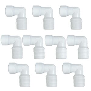 xinwoo water tube fitting,quick push to connect,thread union 1/4" to 3/8" male,for ro system,filter,drinking,purifier pack of 10（l-type