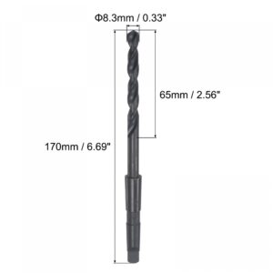 uxcell 8.3mm Twist Bit Jobber Drill Bit with MT1 Morse Taper Shank, 65mm Flute Length High-Speed Steel Black Oxide Taper Shank Drill Bits