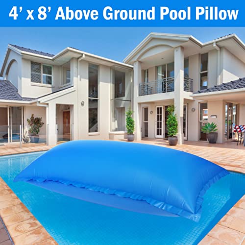 Gonioa 4 x 8 ft Pool Cover Pillow for Above Ground Swimming Pools, Winterize Pool Closing Kit, Extra Thick, Ultra Strong and Cold Resistant 0.4 mm PVC Winter Pillow for Pools, Cord Included