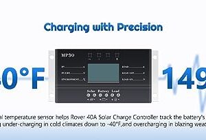 Alrska Solar Charge Controller 30A 12V/24V PWM Negative Ground Solar Charge Controller Solar Panel Regulator w/ Temp Sensor Function Fit for Lithium, Sealed, Gel, and Flooded Batteries