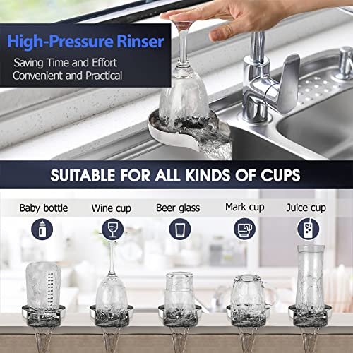 Metal Glass Rinser for Kitchen Sink,Bottle Washer,Faucet Bar Glass Rinser,Kitchen Sink Cup Rinser,Cup Cleaner for Sink,Brush Stainless