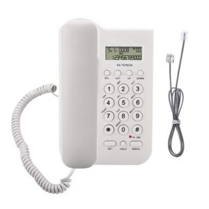 corded telephone, landline wall pone desktop wired handset telephone with caller id, calls display for office home hotel (white)