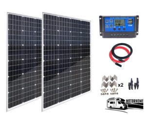 auecoor 240w solar kits 2pcs 120watt 12volt solar panel moncrystalline module 30a charge controller extension cable mounting brackets for rv trailer camper marine off grid