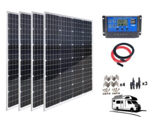 auecoor 480w solar kits 4pcs 120watt 12volt solar panel moncrystalline module 40a charge controller extension cable mounting brackets for rv trailer camper marine off grid