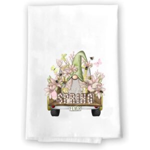 decorative kitchen and bath hand towel | spring fever gnome truck flowers | summer garden themed | home decor decorations | house gift present