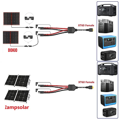 SolarEnz XT60To SAE Y Splitter Adapter Solar Combiner Cable for Solar Panel Charge RC Battery Lipo Battery Pack EFDELTA River Portable Power Station