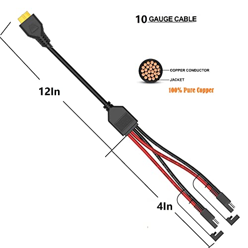 SolarEnz XT60To SAE Y Splitter Adapter Solar Combiner Cable for Solar Panel Charge RC Battery Lipo Battery Pack EFDELTA River Portable Power Station