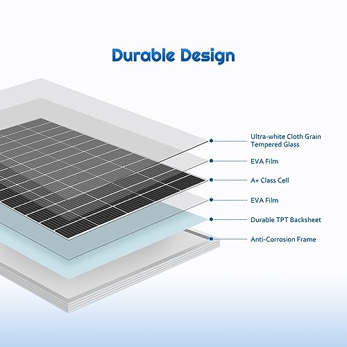 Alrska 170 Watt 12 Volt Shingle-Tech Cell Monocrystalline Solar Panel High Efficiency Solar Module for RV Trailer Camper Marine Off Grid