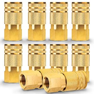 silginnes female air couplers -1/4-inch npt thread quick connect air coupler plug kit - 10-pack, air tools fittings set, air compressor accessories fittings with brass finish