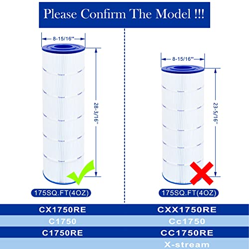 Cryspool Pool Filter Compatible with CX1750RE, C1750, PA175,817-0175P, C-8417, FC-1294, c1750e, C1900RE, 175 sq.ft, 1 Pack