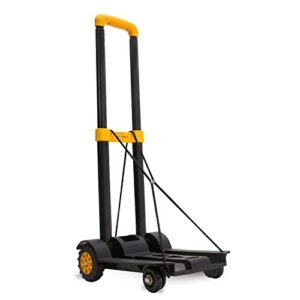 Folding Hand Truck Utility Cart with Wheels, Heavy Duty Luggage cart Holds 110LB, Push Dolly Cart- Folding Cart, Portable, Lightweight & Collapsible Perfect for Moving Supplies, Shopping and Travel