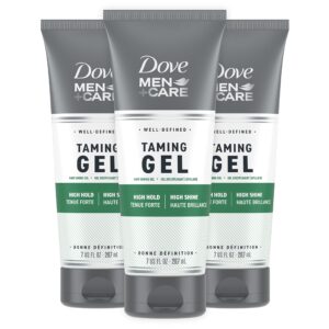 dove men + care styling gel for a strong hold hair taming gel hair styling product for thicker and healthier looking hair, 7 fl oz (pack of 3)