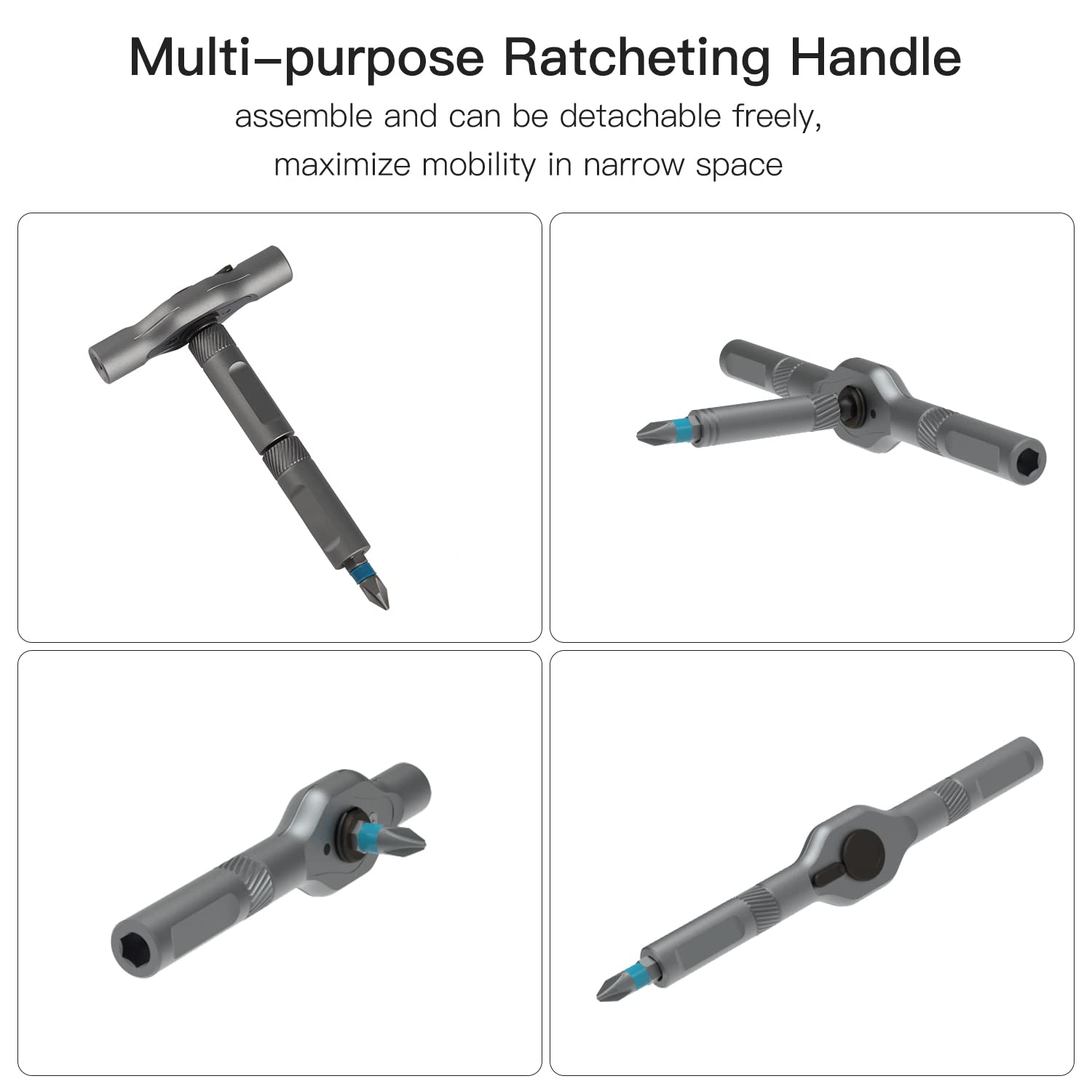 24 In 1 Ratcheting Screwdriver Set, ATuMan Mini Ratchet Wrench with Reversible High Torque Drive Handle, Close Quarter Right Angle Offset Screwdriver Bit Set 1/4 Multi Hex/Phillips/Slotted/Torx