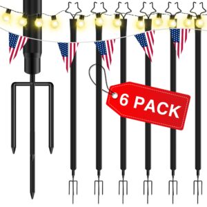 sandinrayli string light poles, set of 6 outdoor black metal poles for hanging string lights. sturdy hanging pole for outdoor string lights, creating an enchanting ambiance in your patio or garden.