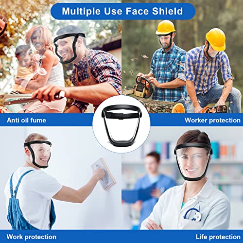 BFhongly Plastic Face Shield (2 Pack) Full Safety Face Protection Equipment with for Unisex and Adult, Reusable No Fogging Transparent Face Shield with Adjustable band, High-Definition Black