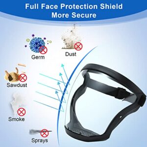 BFhongly Plastic Face Shield (2 Pack) Full Safety Face Protection Equipment with for Unisex and Adult, Reusable No Fogging Transparent Face Shield with Adjustable band, High-Definition Black