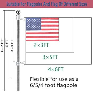 Bubblythe 2 Pack Flag Poles for House, 6 FT Flag Pole Kit with 2 No-Tangle Aluminum Ring Clips and Holder Mounting Bracket, Heavy Duty Stainless Steel Flag Poles for Outside House, Boat Flagpole, 6ft