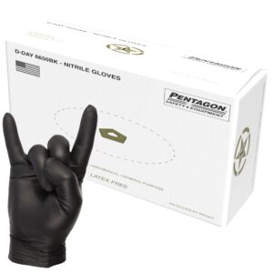 pentagon safety equipment 7 mils black nitrile disposable gloves | large (l) | 100 pack | latex free | powder free