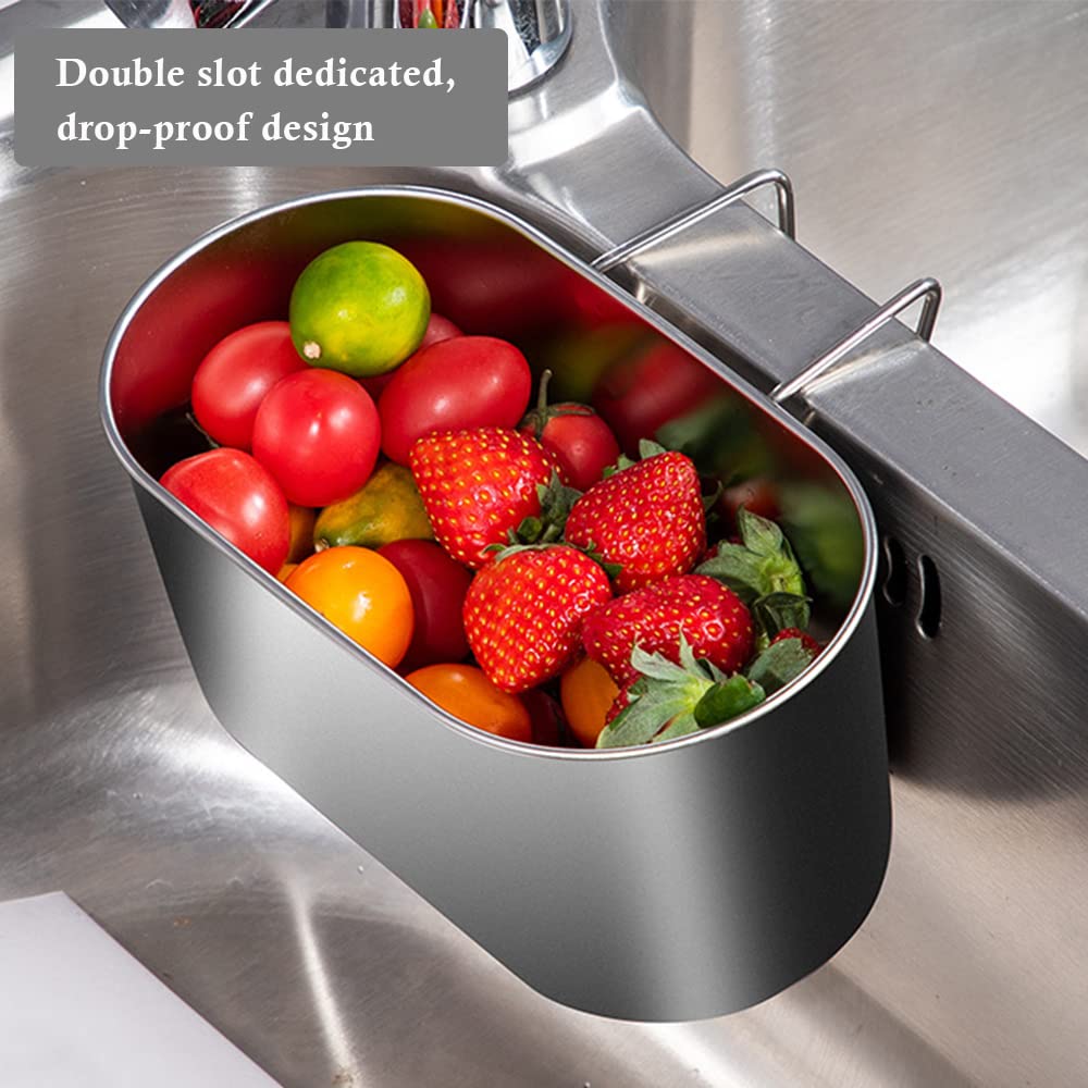 Sink Strainer Colander Drain Basket, Multifunction Sink Strainer Colander Stainless Steel Food Catcher Strainer for Kitchen Waste, Vegetable, Fruits (Style 2)