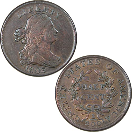 1803 Draped Bust Half Cent Extremely Fine Details Copper SKU:IPC6031