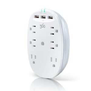 360 electrical studio 4.8 6-outlet surge tap w/ 4.8a 3-port usb and 1080 joules of surge protection