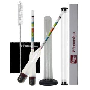 fermtech glass triple scale hydrometer. test the abv, brix & gravity of your wine, beer, mead & kombucha accurately (hydro + jar)