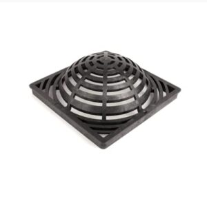 premium usa made 9" inch outdoor square atrium catch basin drain grate cover - basin fits storm sewer & drain pipe/fittings, also fits triple wall pipe & corrugated landscape pipe (black)