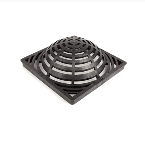 Premium USA Made 9" Inch Outdoor Square Atrium Catch Basin Drain Grate Cover - Basin Fits Storm Sewer & Drain Pipe/Fittings, Also Fits Triple Wall Pipe & Corrugated Landscape Pipe (Black)