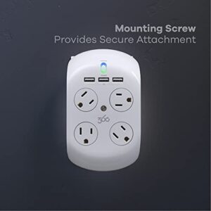 360 Electrical Revolve 3.4 Surge Protector, 4 AC Outlets/2 USB Ports, 918 J, White/Gray