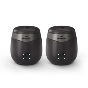 thermacell e-series rechargeable mosquito repeller with 20’ mosquito protection zone; 2 pack bundle, charcoal; includes 24-hr repellent refill; bug spray alternative; scent free