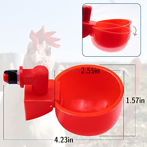 UCandy Pack 10 Chicken Waterer Cups,Chicken Feeder Cup for Chicken Duck Turkey Rabbit,3/8 Inch Thread Automatic Filling,Solution for Poultry Watering (10) (10)