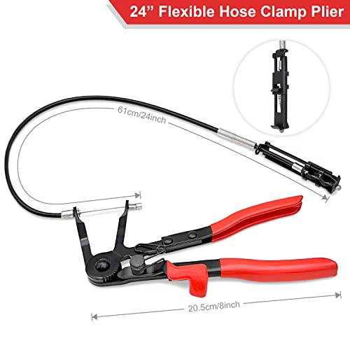 3Pcs Hose Clamp Pliers,Remover Kit with Long Reach Wire Spring Hose Clamp Pliers for Automotive Coolant Radiator Heater and Water Hose with Band Flat or Large Clamps