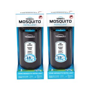 thermacell patio shield mosquito repeller (2-pack bundle); includes 24-hour refill & 6 repellent mats; highly effective mosquito repellent for patio; bug spray alternative