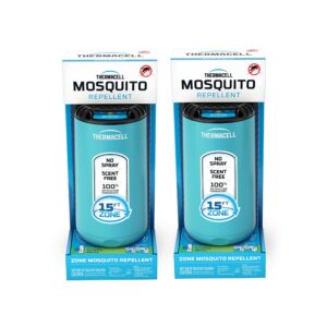thermacell patio shield mosquito repeller (2-pack bundle); includes 24-hour refill & 6 repellent mats; highly effective mosquito repellent for patio; bug spray alternative