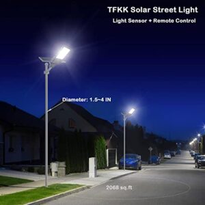 TFKK 1200W Solar Street Light Outdoor, 120000LM Light Sensor Solar Lights for Outside with Remote Control, IP66 Waterproof Dusk to Dawn Solar Security Flood Lights for Yard Garden Path Parking Lot