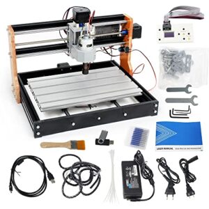 rattmmotor upgrade 3018 pro cnc wood router machine kit 3 axis grbl diy mini cnc engraver milling machine+offline controller+emergency stop and limit switch for cutting plastic acrylic pvc pcb wood