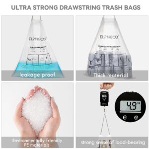 ELPHECO 2.5 Gallon Trash Bags │ 15 Liters Drawstring Garbage Bags │ Small Trash Bags For Bathroom Office Living Room Use │ Suitable For 1.5-4 Gallon Trash Can │ 18"×20" │ 180 Count / 18 Rolls │ A