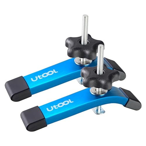 UTOOL 2 Pack T-Track Hold Down Clamps Kit, 6-1/3" L x 1-1/5" Width, Heavy Duty Anodized Clamps for Woodworking, Starlight Blue