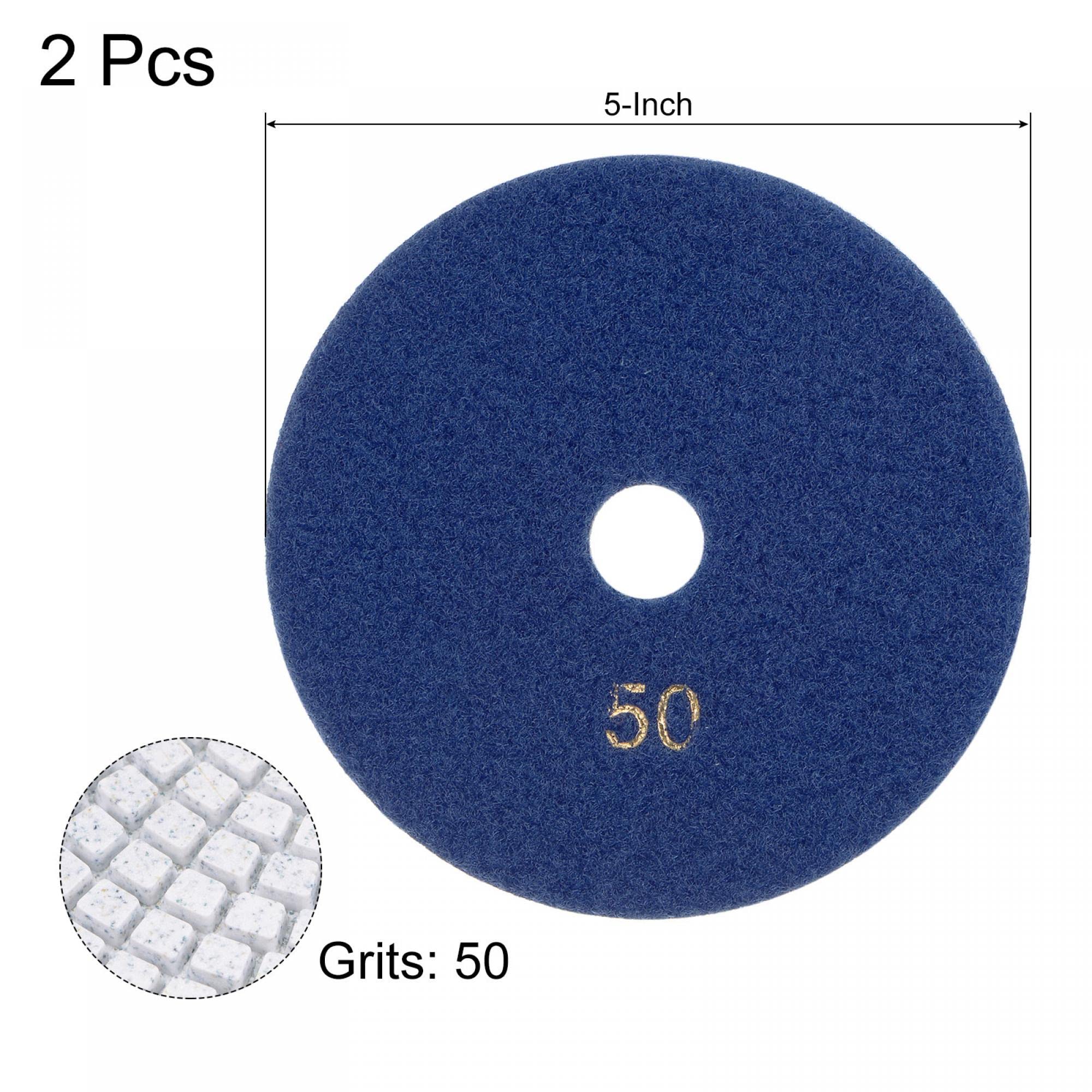 uxcell Diamond Polishing Pad 5-Inch 50 Grits Wet/Dry Grinding for Stone Concrete Marble Countertop Floor 2pcs