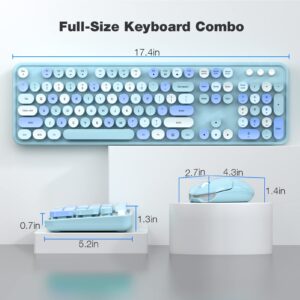 KNOWSQT Wireless Keyboard and Mouse Combo, Blue 104 Keys Full-Sized 2.4 GHz Round Keycap Colorful Keyboards, USB Receiver Plug and Play, for Windows, Mac, PC, Laptop, Desktop