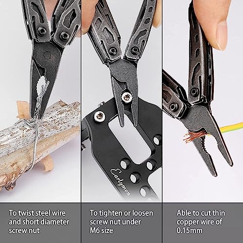 Nextool EDC Keychain Multitool, 10 in 1 Mini Pocket Knife Multi Tool with Needlenose Pliers, Scissors, Mini Useful Cool Gadgets for Men, Gifts For Dad Men Him Boyfriend-Dark