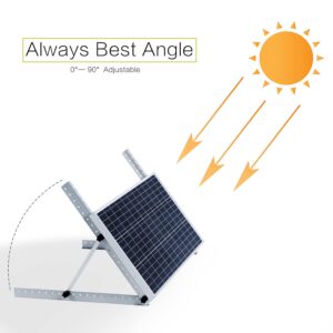 JJN 41" Solar Panel Adjustable Tilt Mounting Brackets Support Up to 100 180 200 300W Single Panel 0 to 90° Adjust Panel Mount Brackets with Foldable Tilt Legs for RV Boat Any Flat Install
