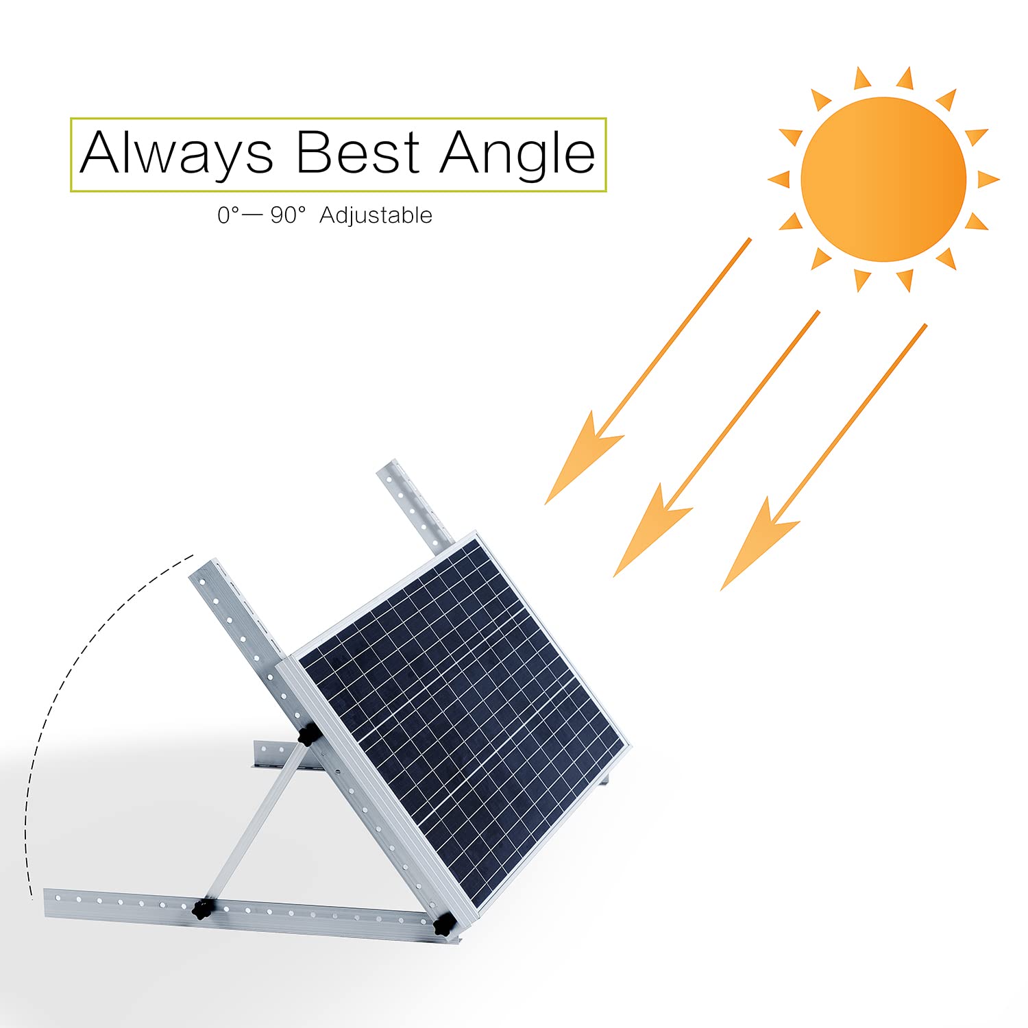 JJN 28" Adjustable Solar Panel Brackets Tilt Solar Panels Mounting Bracket 0 to 90° Adjust Panel Mount Brackets with Foldable Tilt Legs for RV Boat Any Flat Install