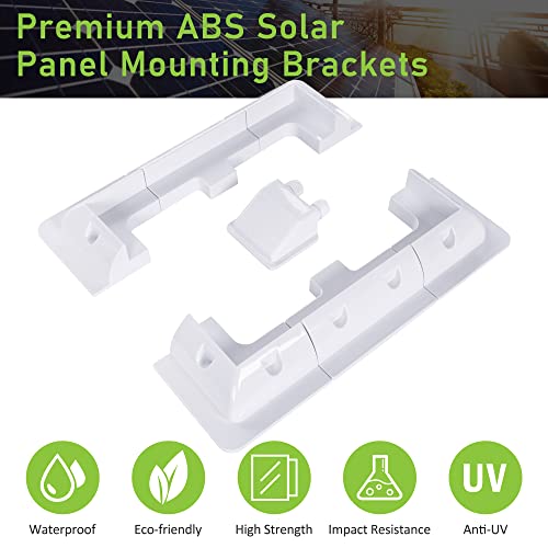 JJN 7PCS Corner Bracekt Solar Panels Mounting Brackets Kit ABS Corner Bracket Support 100W and Above Drill-Free Mount for RV, Caravans, Vehicles, Camper Vans, Roof, Sheds (White)