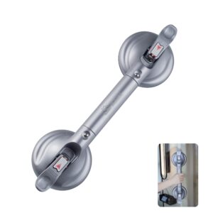 daren medical heavy duty suction shower grab bar - toilet bathroom bathtub safety - shower handles, suction cup power up to 250 lb, perfect for elderly seniors(17 inch, gray silver)