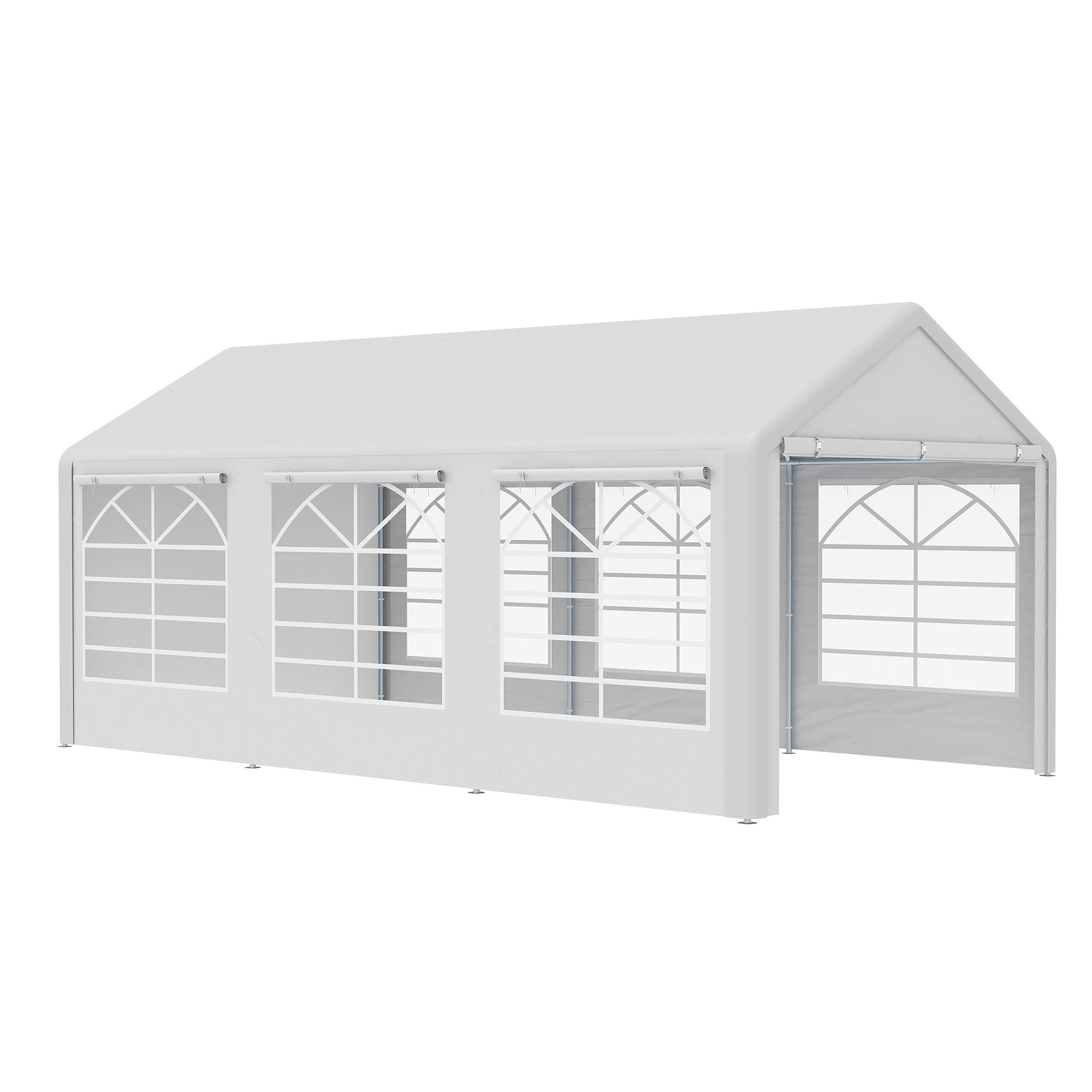 Outsunny 10' x 20' Heavy Duty Party Tent & Carport with Removable Sidewalls and Double Doors, Large Canopy Tent, Sun Shade Shelter, for Parties, Wedding, Outdoor Events, BBQ, White