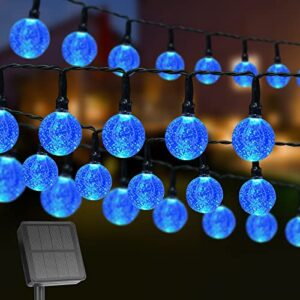 lotenten solar string lights outdoor 80 led 46ft globe lights,8 modes waterproof solar powered decorative string lights for patio garden yard party wedding festival( blue)