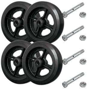 drywall cart & sheet rock dolly wheel set of 4 | rubber on iron | 2,400 lbs capacity per set of 4 | made in the usa